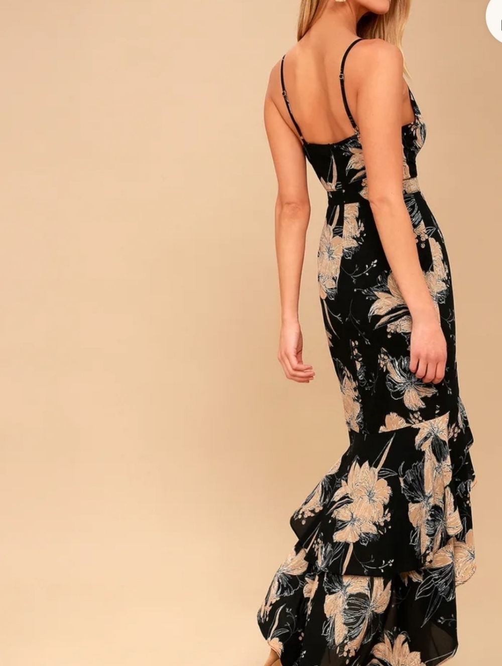 Darling Daylily Black Floral Print High-Low Maxi Dress - Picture 3 of 9